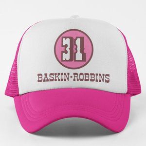 NEW Baskin Robbins 1947 Retro Logo Foam Trucker Mesh Snapback Hat 2TONE PINK